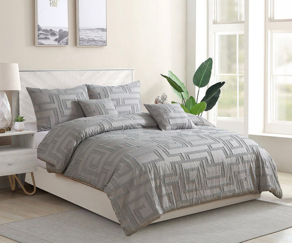 Tufted Jacquard Quilt/Doona/Duvet Cover Set Grey Super King Size Super King Doonas