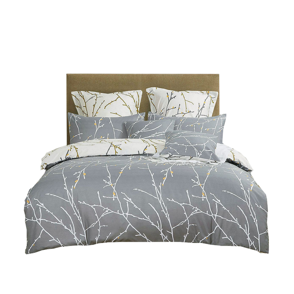 Tree Reversible King Size Grey Duvet Quilt Cover Set Quilt Covers