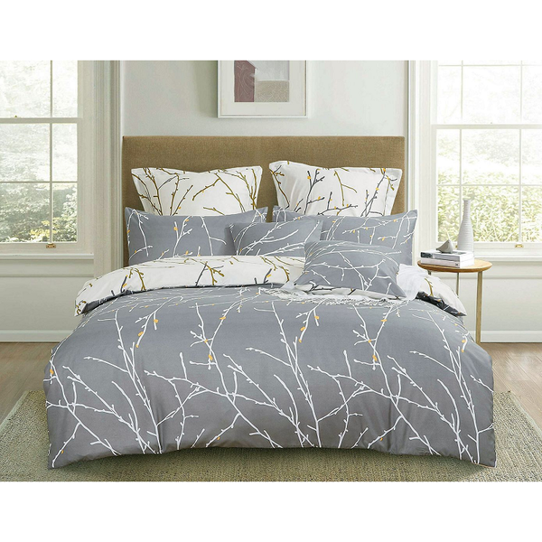 Tree Reversible King Size Grey Duvet Quilt Cover Set Quilt Covers