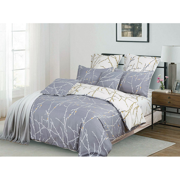 Tree Reversible King Size Grey Duvet Quilt Cover Set Quilt Covers