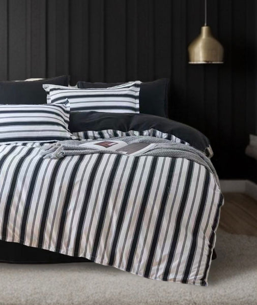 Ascar Striped Quilt Cover Set Queen Size Quilt Covers