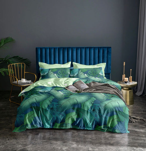 Kalena Leaves Quilt Cover Set Super King Size Quilt Covers
