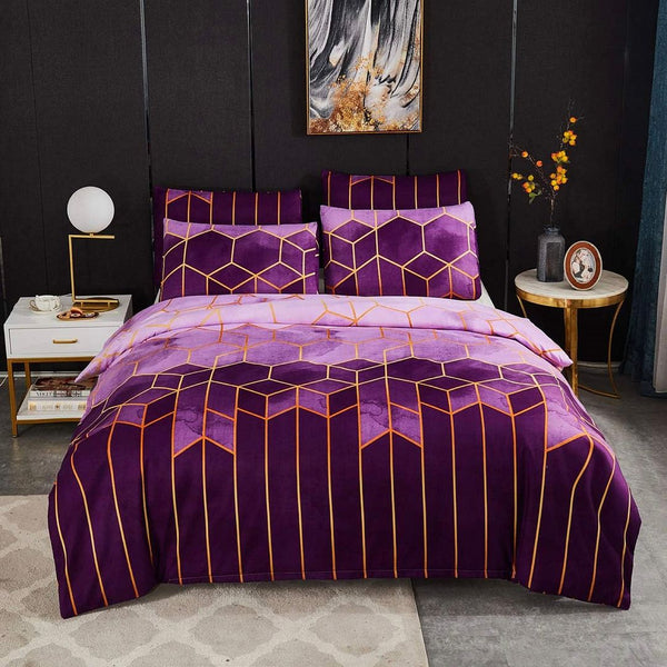Erena Purple Quilt/Doona/Duvet Cover Set Super King Size Super King Doonas