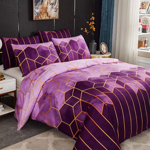 Erena Purple Quilt/Doona/Duvet Cover Set Super King Size Super King Doonas