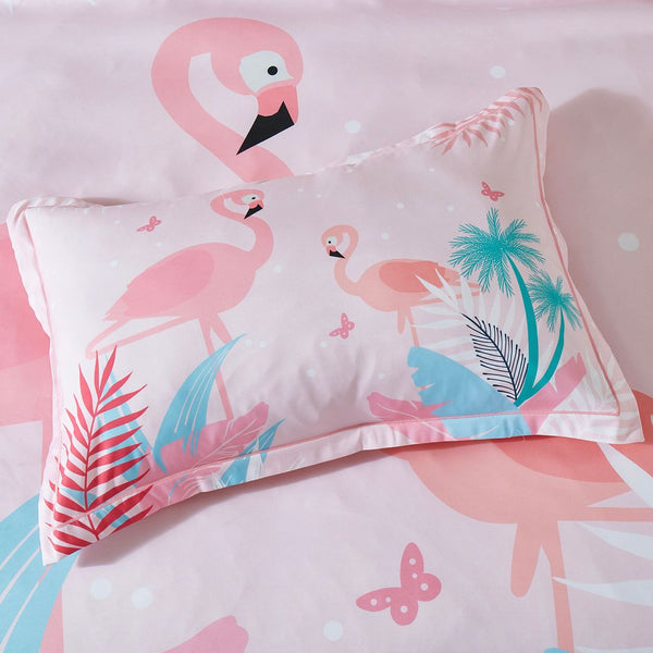 Flamingo Kids Quilt Cover Set King Single Size Quilt Covers