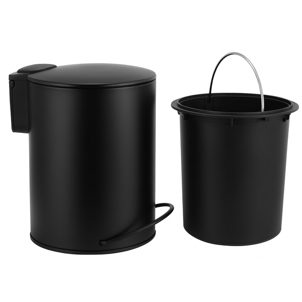 3L Soft Close Pedal Bin Black Rubbish Bins