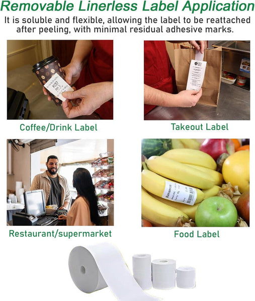 6 Rolls Lineless Printing Label Paper 80 Mm 52 Label Printers