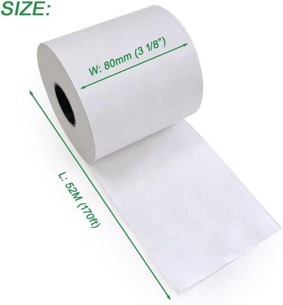 6 Rolls Lineless Printing Label Paper 80 Mm 52 Label Printers
