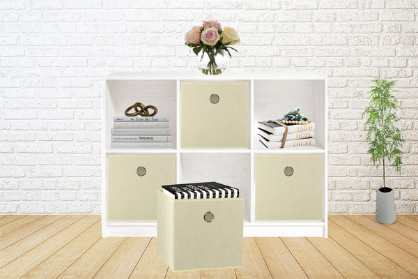 Sorti 33X33x27 Cm Beige 6 Pack Foldable Storage Cubes Fabric Bookcase Organizers For Toys And More Storage Bins & Baskets