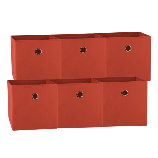 Sorti 33X33x27 Cm Red 6 Pack Foldable Storage Cubes Fabric Bookcase Organizers For Toys And More Storage Boxes