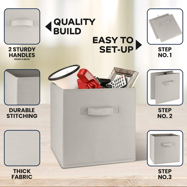 Sorti 27X28x27 Cm Beige Pack Foldable Storage Cubes Fabric Bookcase Organizers For Toys And More Storage Boxes