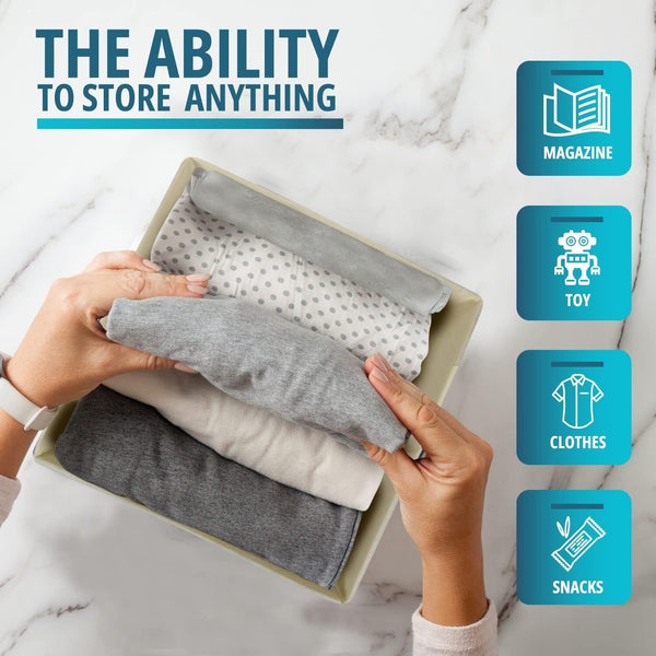 Sorti 27X28x27 Cm Beige Pack Foldable Storage Cubes Fabric Bookcase Organizers For Toys And More Storage Boxes