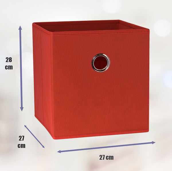 Sorti 27X28x27 Cm Red Pack Foldable Storage Cubes Fabric Bookcase Organizers For Toys And More Storage Boxes