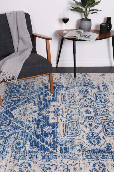 Delicate Audrey Ivory Navy Rug 200X290 Rugs