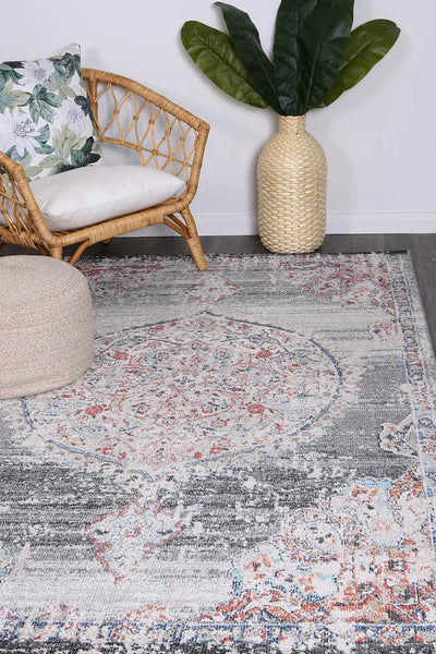 Hollow Medallion Transitional Grey Rug (160 X 230 Cm) Rugs