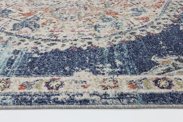 Hollow Medalion Transitional Navy Multi Rug 280X380 Rugs