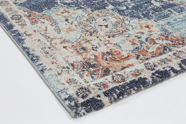 Hollow Medalion Transitional Navy Multi Rug 280X380 Rugs