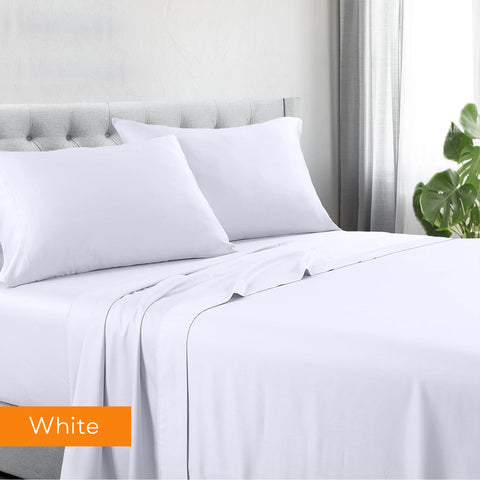 1200Tc Cotton Rich Hotel Quality Sheet Set King Single White Sheets