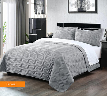 3 Piece Embossed Comforter Set King Size Silver King Comforter Sets