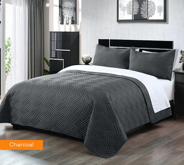 3 Piece Embossed Comforter Set Queen Size Charcoal Comforter Sets Queen