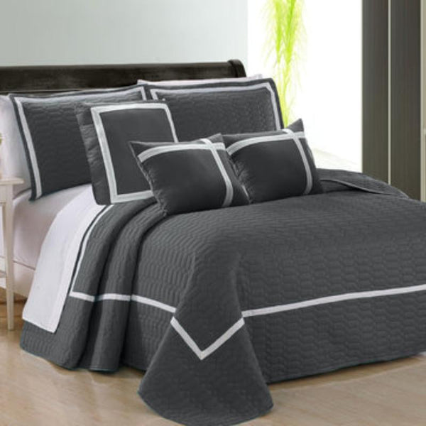 6 Piece Two Tone Embossed Comforter Set King Charcoal King Comforter Sets