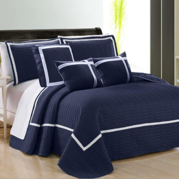 6 Piece Two Tone Embossed Comforter Set King Navy King Comforter Sets