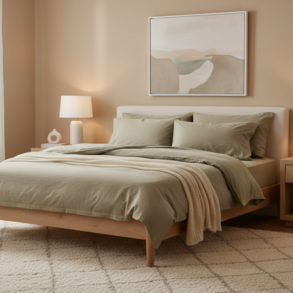 Luxurious Linen Cotton Sheet Set 1 King Single Natural Sheets