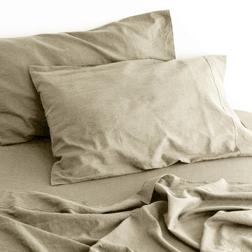 Luxurious Linen Cotton Sheet Set 1 King Single Natural Sheets