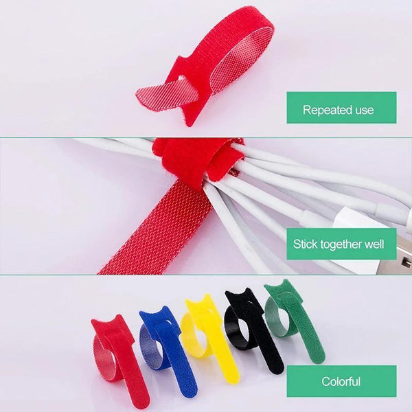 Reusable Cable Tie Nylon Hook Loop Strap Cord Ties Pc Tv Organiser Colourful 100Pcs Cable Ties & Organisers