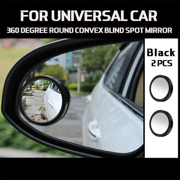 2X Blind Spot Car Mirror 360 Wide Angle Adjustable Rear Side View Convex Black Mirrors