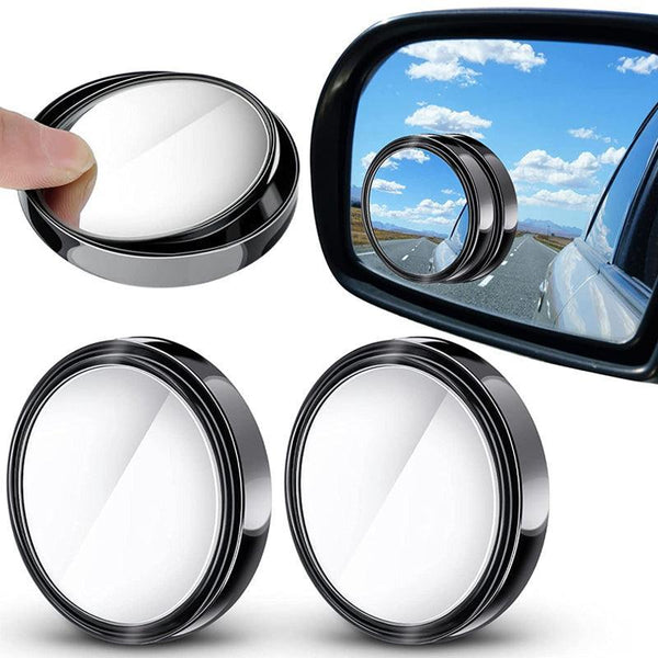 2X Blind Spot Car Mirror 360 Wide Angle Adjustable Rear Side View Convex Black Mirrors