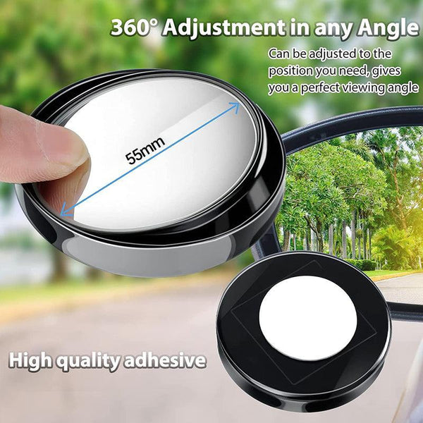 2X Blind Spot Car Mirror 360 Wide Angle Adjustable Rear Side View Convex Black Mirrors
