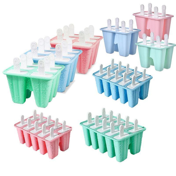 Silicone Ice Cream Mould Block Frozen Molds Icy Pole Jelly Popsicle Blue 10Grid Ice Cubes Trays & Moulds