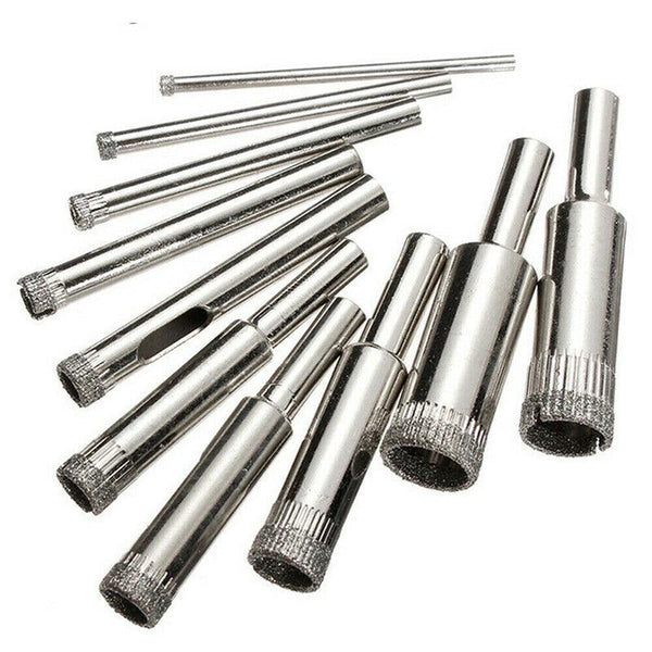 10 Pcs Diamond Glass Drill Bit Set Core Cutter & Saw Tool Power Drill Bits