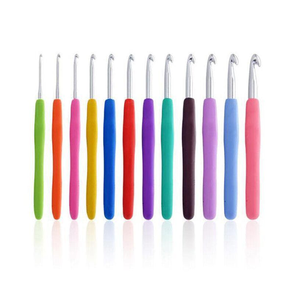 12Pcs Crochet Hook Set Soft Grip Colourful Aluminium Knitting Needles 2Mm To 8Mm Other Crocheting And Knitting