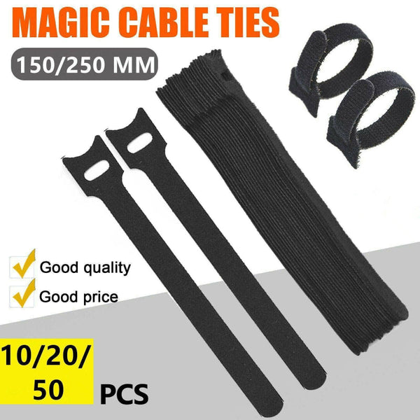Reusable Hook And Loop Cable Ties Nylon Wire Cord Strap Organiser 150Mm 20 Pcs Cable Ties & Organisers
