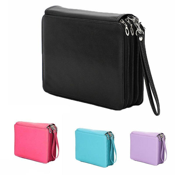 168 Slots Large Capacity Pencil Case Foldable Bag Make Up Storage Organizer Purple Pen Holders