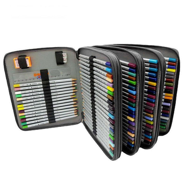 168 Slots Large Capacity Pencil Case Foldable Bag Make Up Storage Organizer Purple Pen Holders