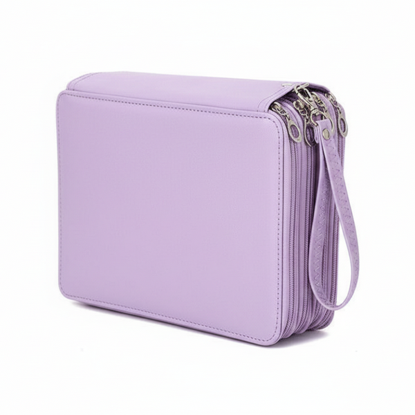 168 Slots Large Capacity Pencil Case Foldable Bag Make Up Storage Organizer Purple Pen Holders