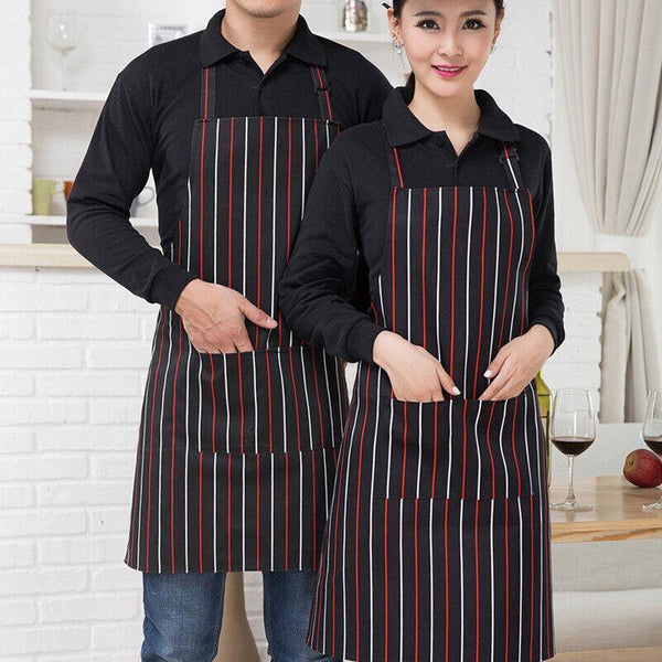 Apron With Pocket 2Pcs Chef Butcher Kitchen Cooking Baking Restaurant Wear Black Aprons
