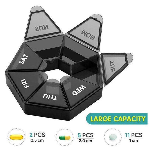 Weekly Pill Organiser 7 Day Medicine Box Tablet Case Dispenser 2 Pack Red Pill Boxes