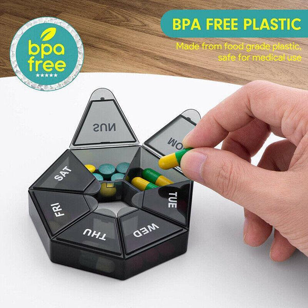 Weekly Pill Organiser 7 Day Medicine Box Tablet Case Dispenser 2 Pack Red Pill Boxes