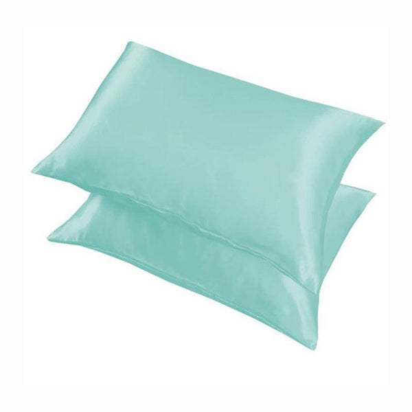 2 Pack Satin Pillowcases Luxury Soft Bedroom Home Decor Lake Blue Cushion Covers