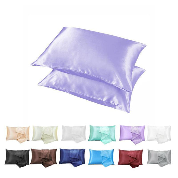 2 Pack Satin Pillowcases Luxury Soft Bedroom Home Decor Lake Blue Cushion Covers