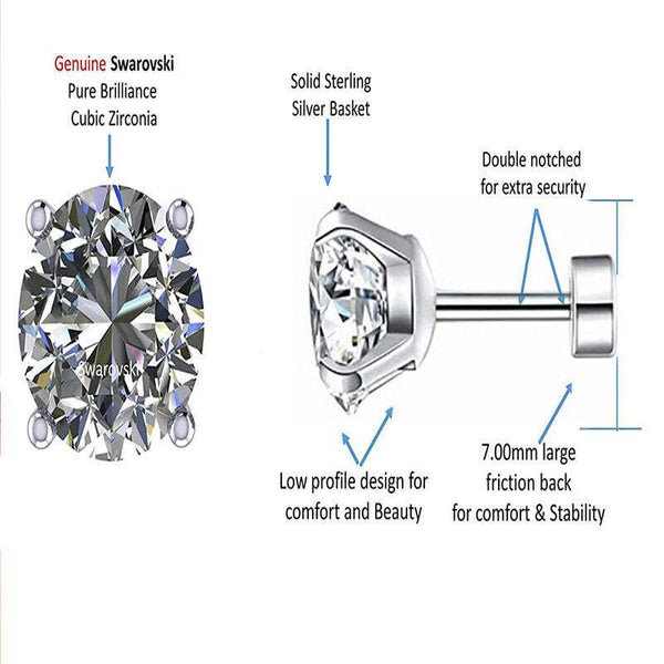 1 Pair Zirconia Surgical Steel Stud Crystal Piercing Jewellery 8Mm Earrings