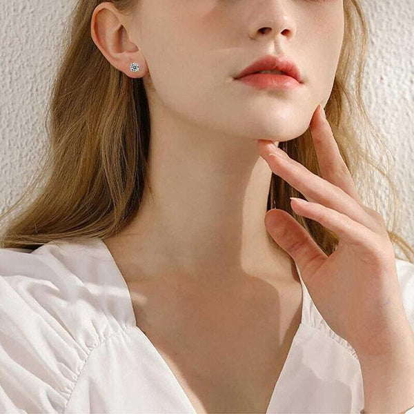 1 Pair Zirconia Surgical Steel Stud Crystal Piercing Jewellery 8Mm Earrings