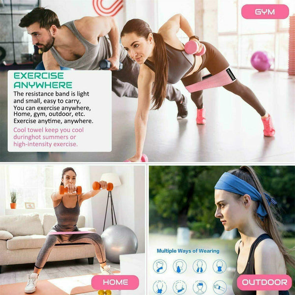 8X64cm Resistance Booty Bands Hip Circle Loop Gym Home Exercise Women Green Resistance Trainers