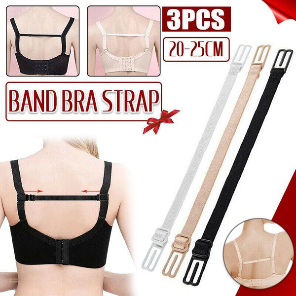 3Pcs Lady Nonslip Elastic Adjustable Band Bra Strap Holder Racer Back Clip White+Beige+Black Bra Accessories