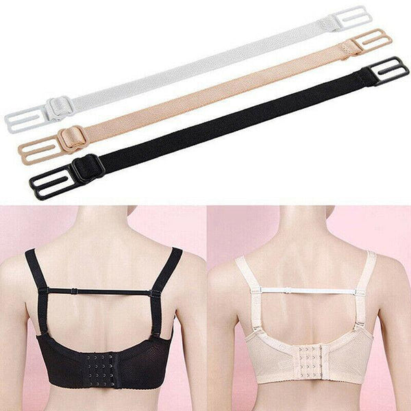3Pcs Lady Nonslip Elastic Adjustable Band Bra Strap Holder Racer Back Clip White+Beige+Black Bra Accessories