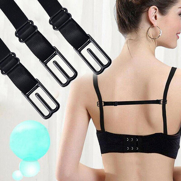 3Pcs Lady Nonslip Elastic Adjustable Band Bra Strap Holder Racer Back Clip White+Beige+Black Bra Accessories